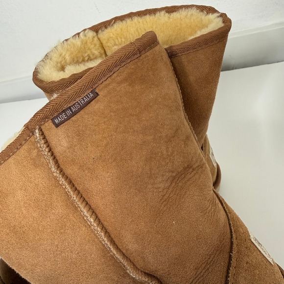 Jumbo UGG Boots Australia Classic Chestnut Suede Sheepskin Lined Size 12 Cozy - Picture 6 of 14